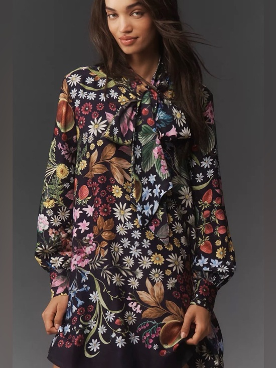 Anthropologie Dresses & Skirts - Anthropologie The Caroline Tie-Neck Mini Dress by Maeve